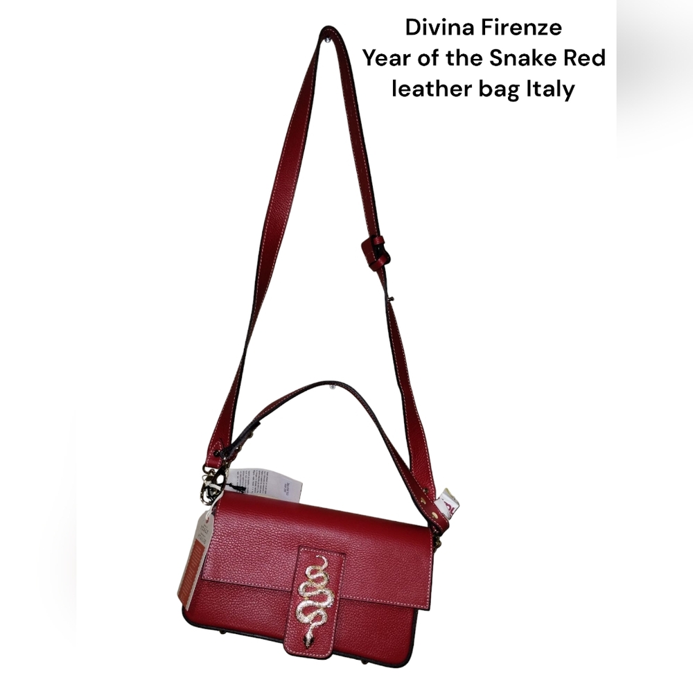 Year of the Snake Red Leather Bag Italy Divina Firenze NWT